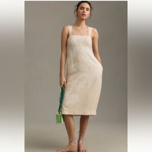 NWT Anthropologie Pilcro Sleeveless Square-Neck Linen Midi Dress Size M